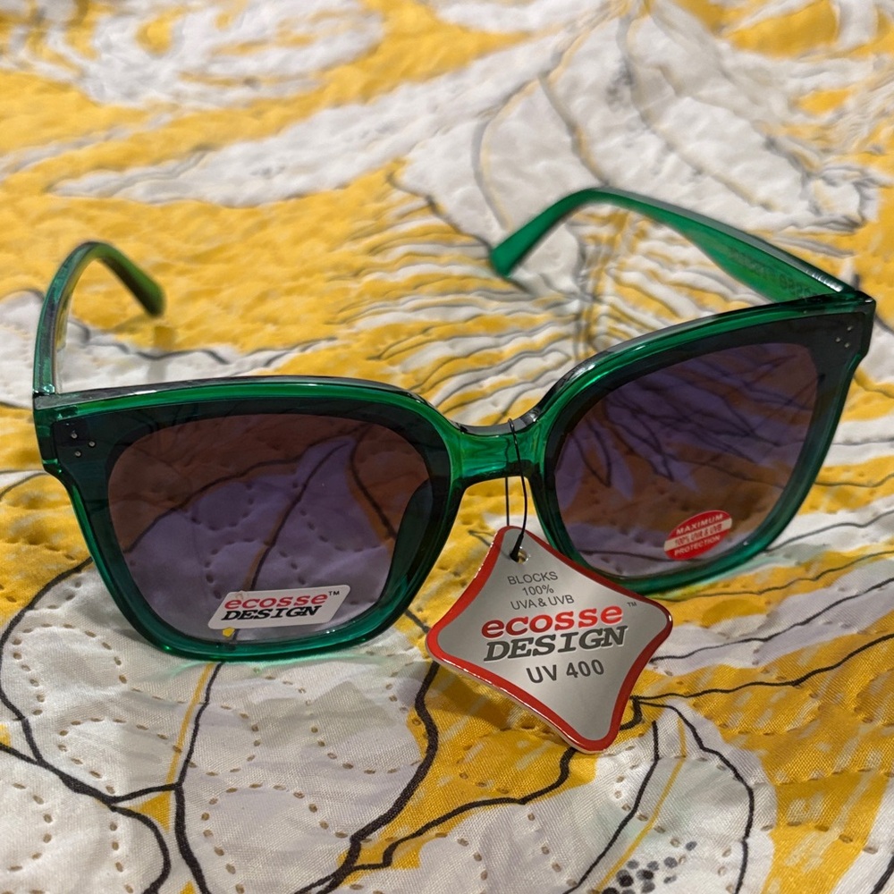 Ecosse Design Green Transparent Cat Eye Sunglasses